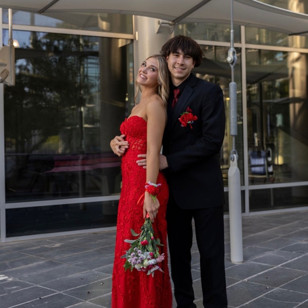 Elegant Red Lace Gown